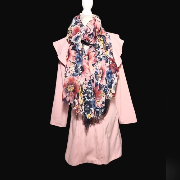 CT & HF Gorgeous Pink Coat Size Medium Ruffle Collar One Button Closure ๐ - Picture 2 of 6